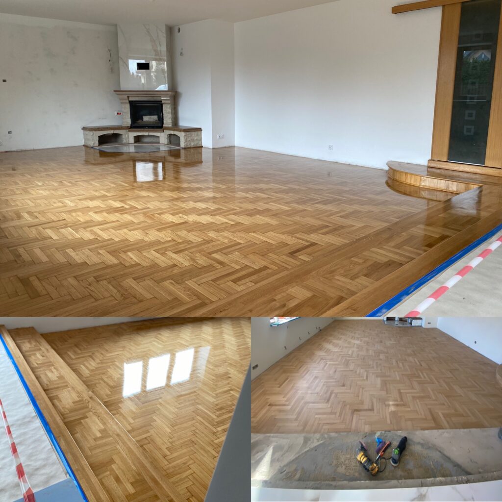 Renowacja podłogi drewnianej cyklinowanie z nałożeniem olejowosku Belgijskiej firmy Ciranova